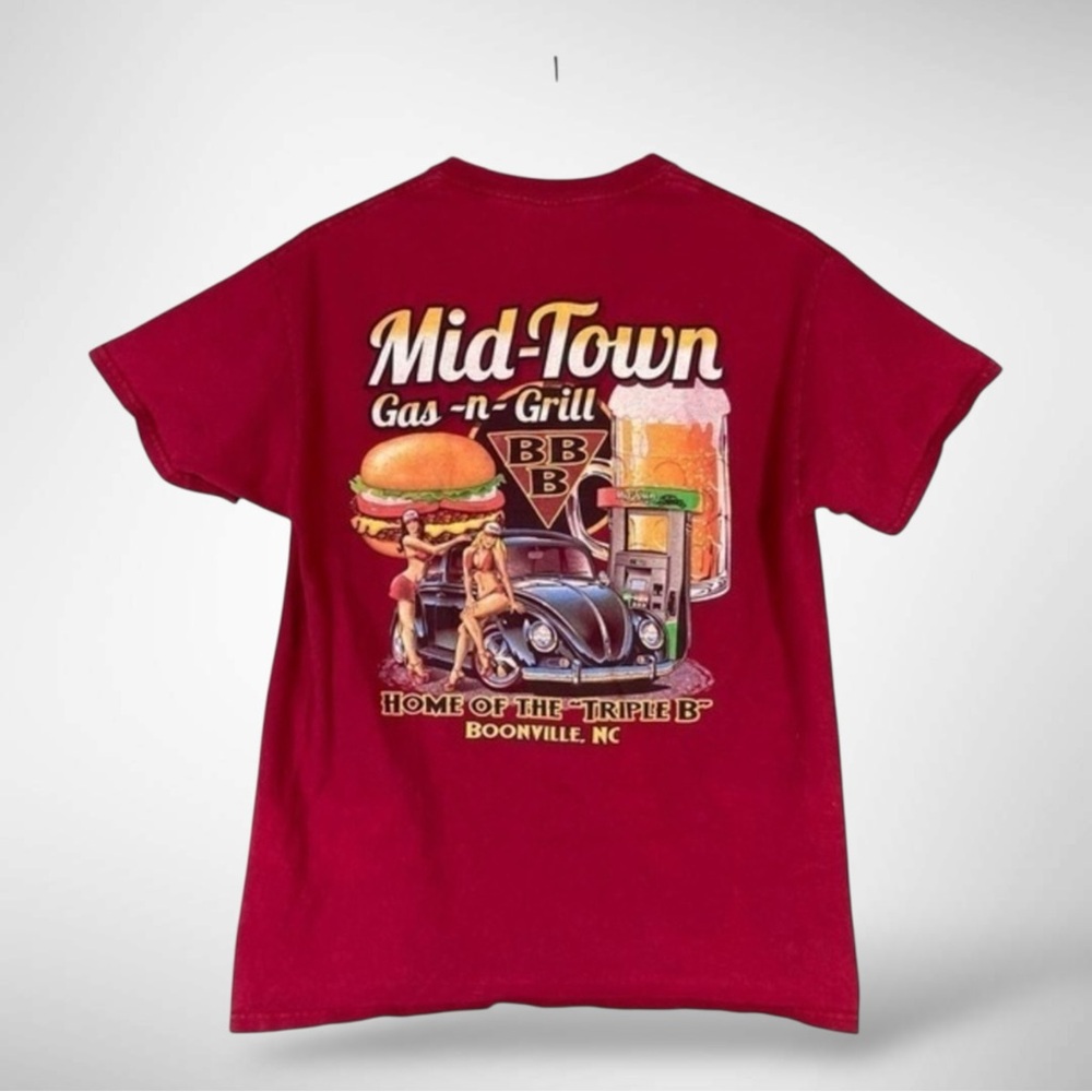 Booneville NC Gas N Grill Shirt Men's M Vintage‎ Retro Roadside Diner Tee Casual